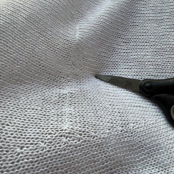 Eileen Fisher Size M White Cotton Blend Sheer Open Knit Short Sleeve Sweater Top - Picture 12 of 13